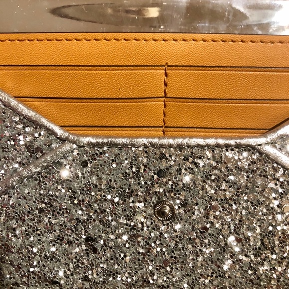 TORY BURCH SILVER GLITTER WALLET- ENVELOPE STYLE - Picture 3 of 5